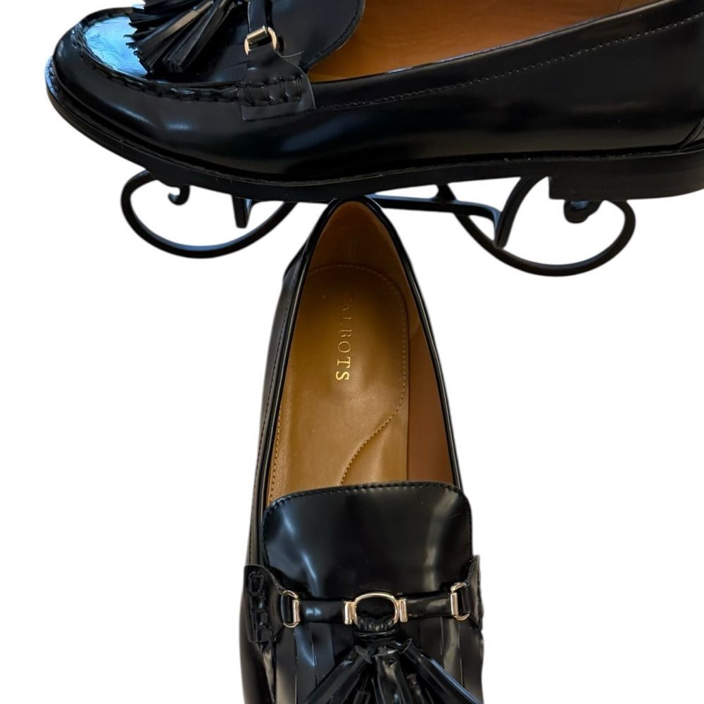 Talbots Black Leather Loafers EUC